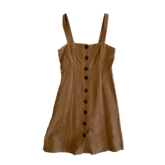 SÉZANE Jade Linen Button Dress in Caramel Brown - Picture 7 of 7
